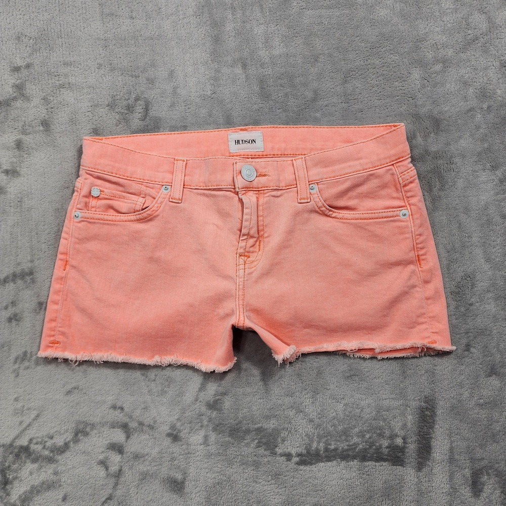 Hudson‎ Jeans Shorts Womens 26 Orange Kenzie Cutoff Denim Frayed Stretch Casual